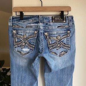 Miss Me Bootcut Jeans Distressed Mid Rise Blue 27